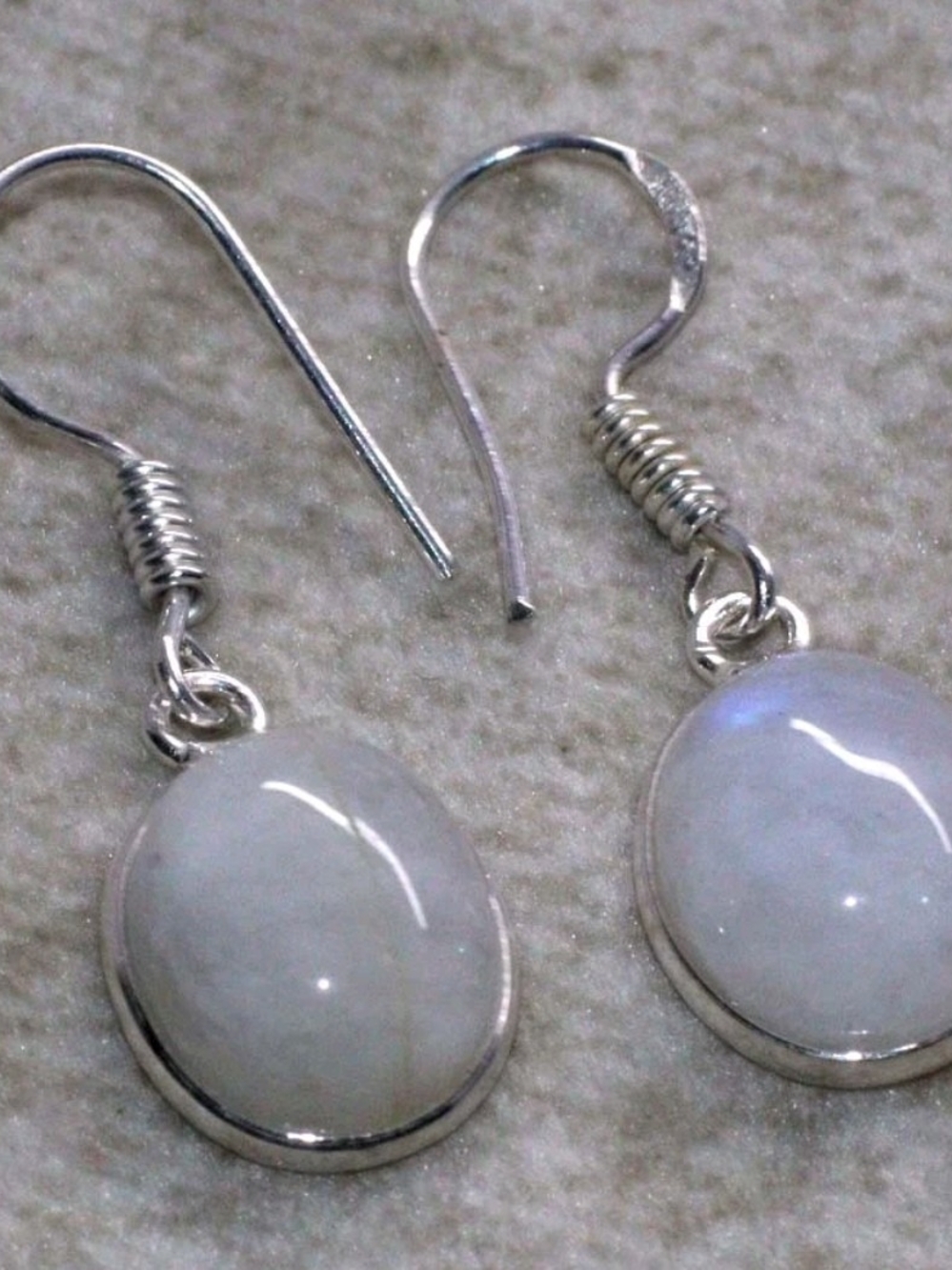 925 Sterling Silver Moonstone Crystal Earrings